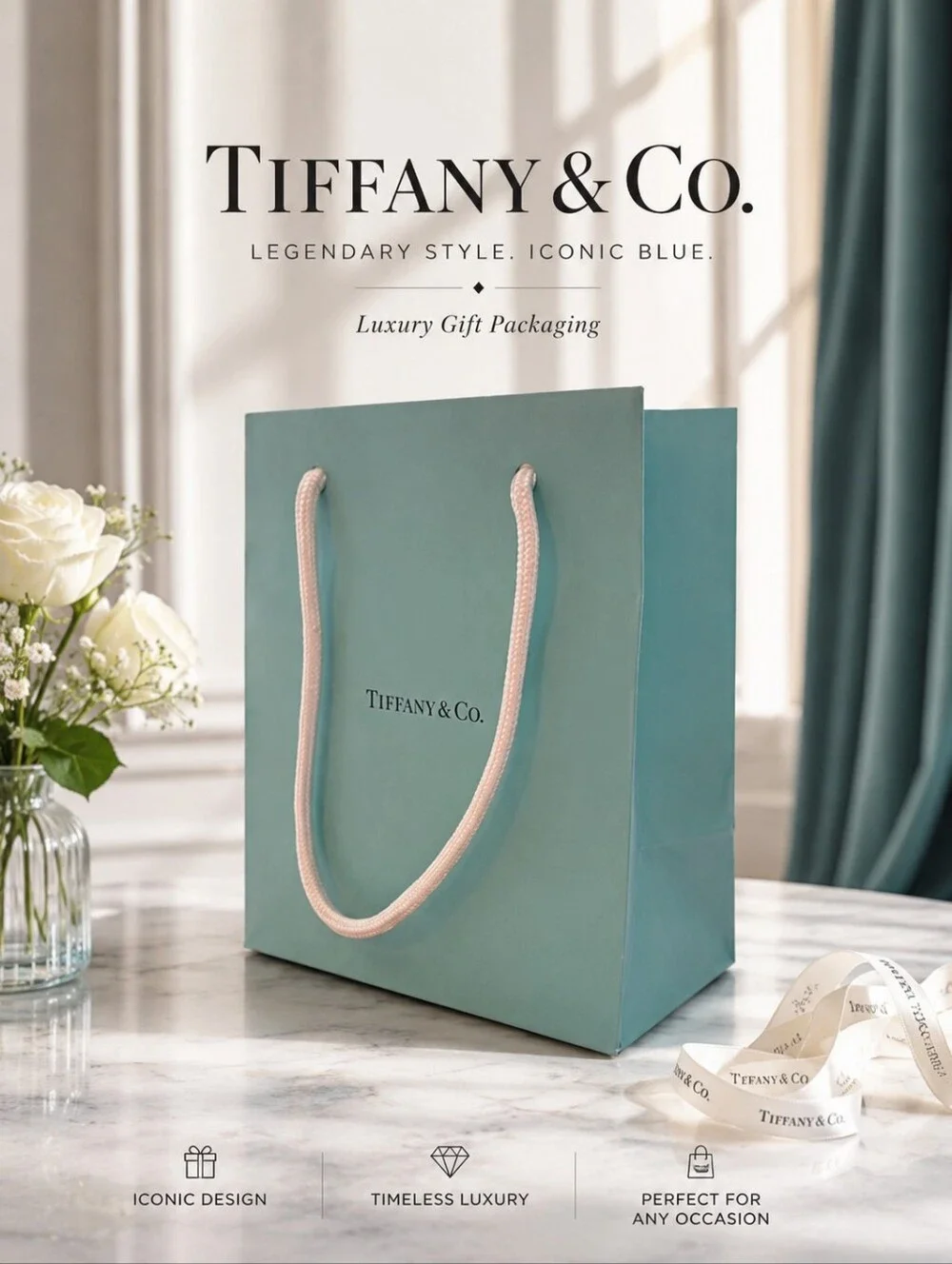 Tiffany & Co Blue Gift Bag 6x5x3 NWOT Luxury Gift Packaging - Picture 1 of 7